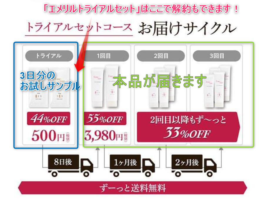 エメリルトライアルセット解約方法